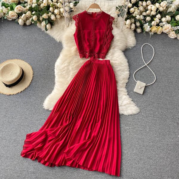 two piece dress summer seaside resort women skirt suits lace crop and high waist pleated chiffon long skirt two piece set 230503, White
two piece dress summer seaside resort women skirt suits lace crop and high waist pleated chiffon long skirt two piece set 230503, White