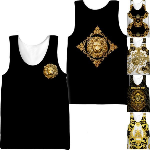 men' tank baroque court style golden pattern 3d lion printed retro luxury summer vest outdoor streetwear 230428, White;black
men' tank baroque court style golden pattern 3d lion printed retro luxury summer vest outdoor streetwear 230428, White;black