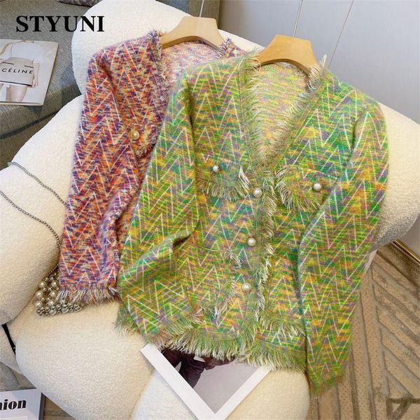 sweaters argyle vneck singlebreasted imitation mink knitted women's cardigan tassel vintage long sleeve korean fashion female cardigan, White;black
sweaters argyle vneck singlebreasted imitation mink knitted women's cardigan tassel vintage long sleeve korean fashion female cardigan, White;black