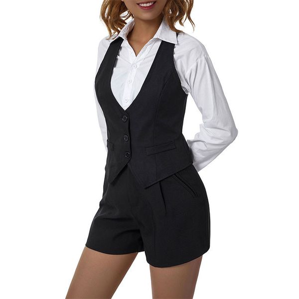 women's vests xingqing women fashion v-neck sleeveless button down fitted racer back classic vest shirts separate waistcoat for formal, Black;white
women's vests xingqing women fashion v-neck sleeveless button down fitted racer back classic vest shirts separate waistcoat for formal, Black;white