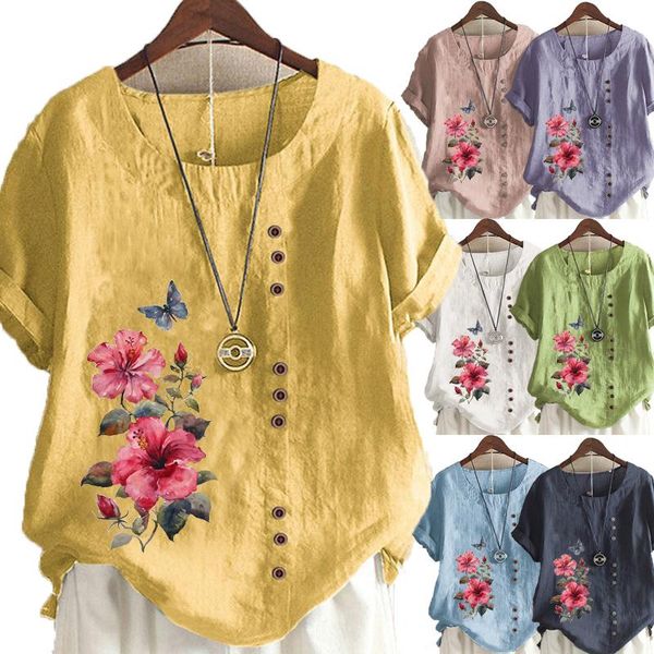 t-shirt summer women's fashion print short sleeve round neck tshirt ladies casual linen shirt s5xl, White
t-shirt summer women's fashion print short sleeve round neck tshirt ladies casual linen shirt s5xl, White