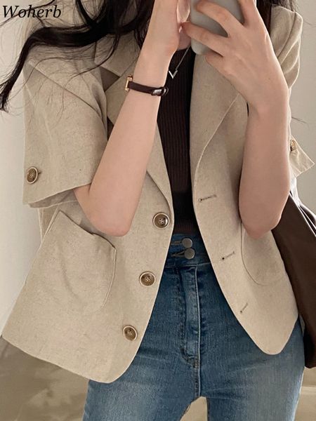 women s jackets woherb for women 2023 ropa mujer vintage temperament outwear short sleeve solid color fashion coat korean loose y2k 230503, Black;brown
women s jackets woherb for women 2023 ropa mujer vintage temperament outwear short sleeve solid color fashion coat korean loose y2k 230503, Black;brown