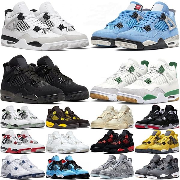 

jumpman 4s 4 basketball shoes men women pine green sail sneakers patent bred military black cat seafoam wings university blue mens thunder s