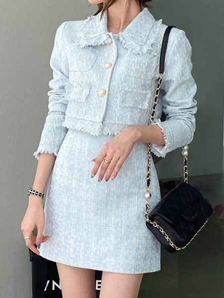 two piece dress female elegant skirt suits autumn tweed two piece set women outfits crop mini skirt set vetement femme 230503, White
two piece dress female elegant skirt suits autumn tweed two piece set women outfits crop mini skirt set vetement femme 230503, White