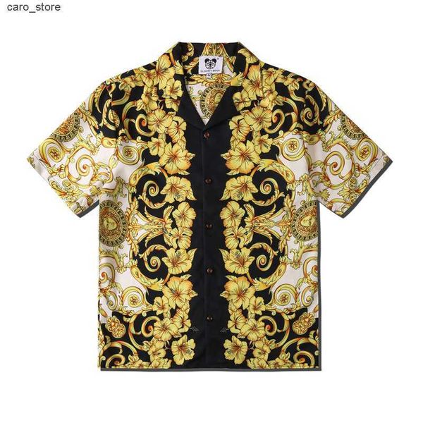 men's casual shirts 2021 summer floral print gold short sleeve button up shirt men hawaii vacation beach casual hawaiian shirts camisas, White;black
men's casual shirts 2021 summer floral print gold short sleeve button up shirt men hawaii vacation beach casual hawaiian shirts camisas, White;black