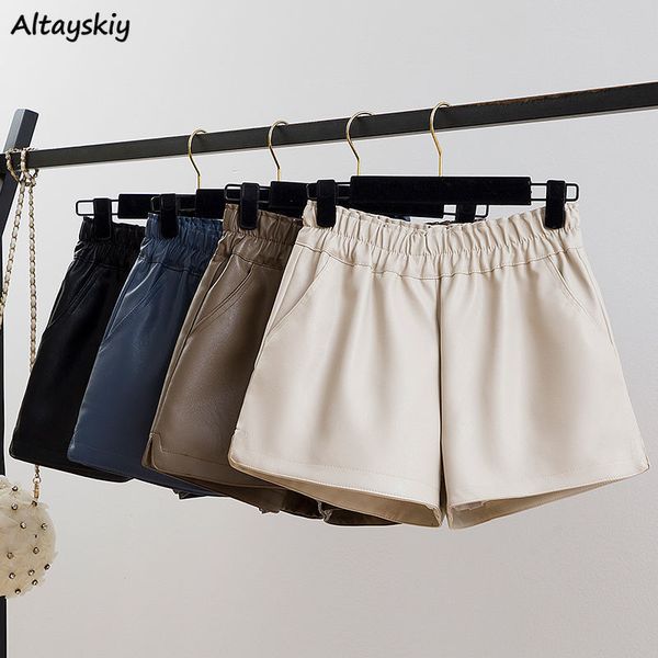 women's shorts women pu leather shorts fashion elastic high waist side-slit ladies chic wide leg casual loose simple all-match ins 2305, White;black
women's shorts women pu leather shorts fashion elastic high waist side-slit ladies chic wide leg casual loose simple all-match ins 2305, White;black
