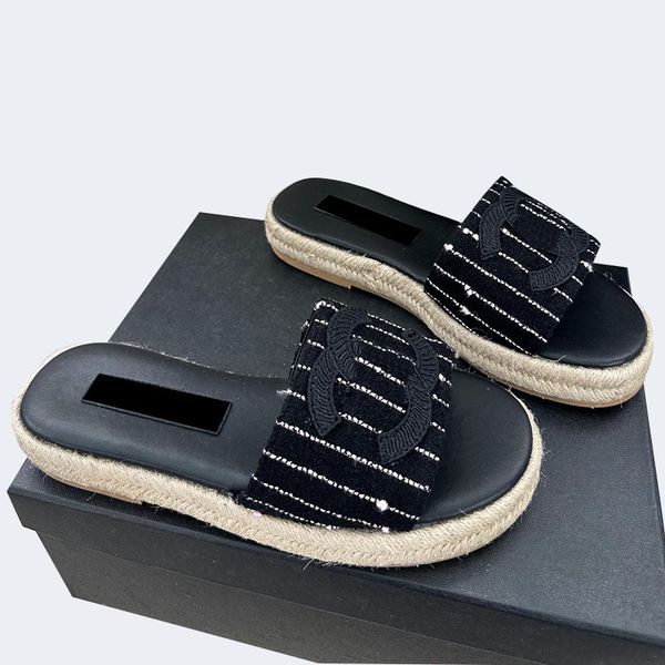 23ss lambskin womens slip on slippers slip on tweed sandals desinger hemp rope flat heels slides classic pink girls retro black mules with d
23ss lambskin womens slip on slippers slip on tweed sandals desinger hemp rope flat heels slides classic pink girls retro black mules with d