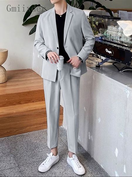 men's suits blazers gmiixder smart casual suit for men spring autumn light mature drooping sense versatile blazer coat male high end 2p, White;black
men's suits blazers gmiixder smart casual suit for men spring autumn light mature drooping sense versatile blazer coat male high end 2p, White;black