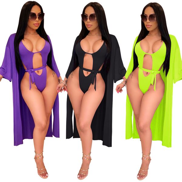 fashion 3 piece set bikini women summer transparent strap swimwear and long chiffon cover up outfit beach suit neon, White;black
fashion 3 piece set bikini women summer transparent strap swimwear and long chiffon cover up outfit beach suit neon, White;black