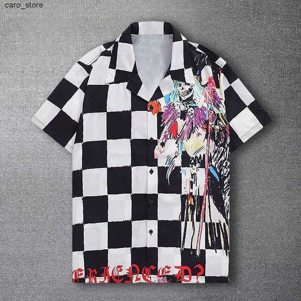 men's casual shirts 2023spring black white contrast color shirt short sleeve casual shirt streetwear camisa masculina skull print shirt, White;black
men's casual shirts 2023spring black white contrast color shirt short sleeve casual shirt streetwear camisa masculina skull print shirt, White;black