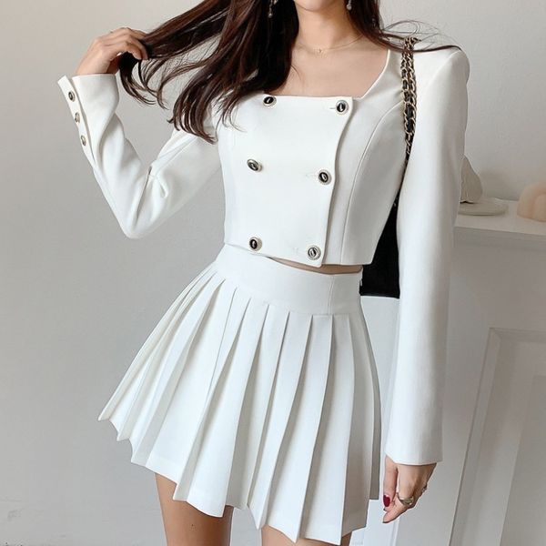 two piece dress korean chic spring fashion pretty style women two-piece set short crop pleated mini skirt office sweet suit 230503, White
two piece dress korean chic spring fashion pretty style women two-piece set short crop pleated mini skirt office sweet suit 230503, White
