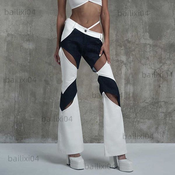 women's jeans flared pants woman streetwear baddie clothes summer fashion hollow out contrast color y2k style korean clothing trousers, Blue
women's jeans flared pants woman streetwear baddie clothes summer fashion hollow out contrast color y2k style korean clothing trousers, Blue