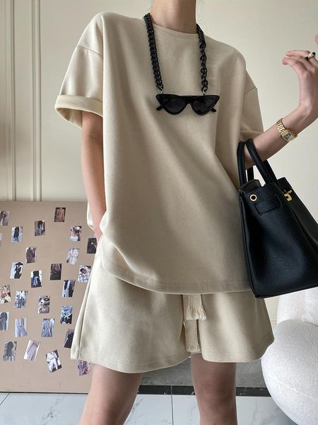 dress suit shorts with ladies tshirt and loose oversized cotton summer two piece ladies classic activewear casual, White
dress suit shorts with ladies tshirt and loose oversized cotton summer two piece ladies classic activewear casual, White