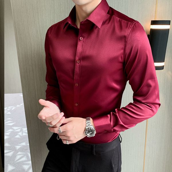men's casual shirts men's luxury navy satin dress shirts brand slim fit long sleeve shirt for men business casual strech chemise h, White;black
men's casual shirts men's luxury navy satin dress shirts brand slim fit long sleeve shirt for men business casual strech chemise h, White;black