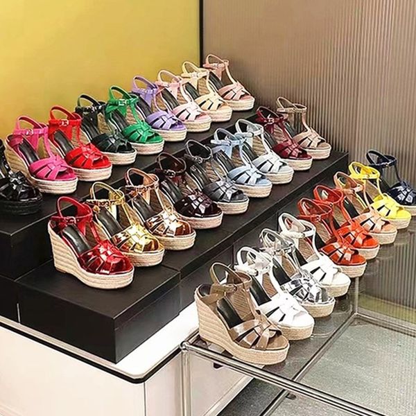 summer high heeled womens sandals patent leather hick bottom light rope woven cross belt fishermans shoes luxury designer wedge comfortable, Black
summer high heeled womens sandals patent leather hick bottom light rope woven cross belt fishermans shoes luxury designer wedge comfortable, Black