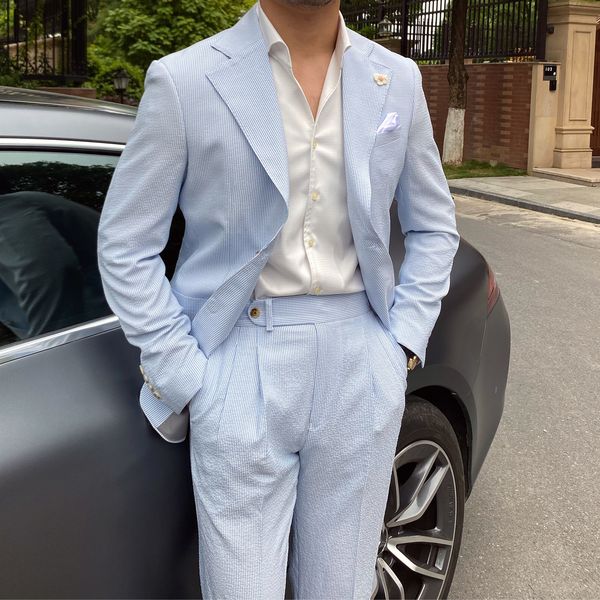 men's suits blazers summer thin men leisure blue striped seersucker suit british gentry suit men suit business tuxedos slim fit groom m, White;black
men's suits blazers summer thin men leisure blue striped seersucker suit british gentry suit men suit business tuxedos slim fit groom m, White;black
