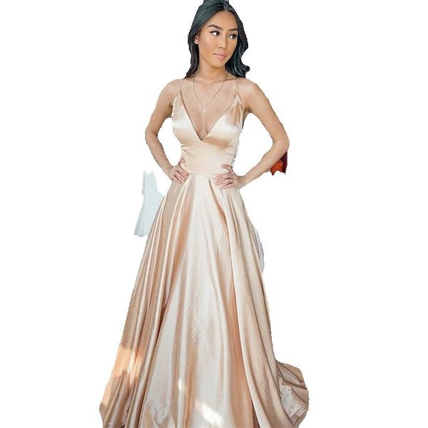 2023 deep v-neck satin prom dresses vestido de noiva robe de soiree de mariage evening party gowns, Black
2023 deep v-neck satin prom dresses vestido de noiva robe de soiree de mariage evening party gowns, Black