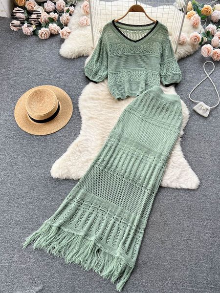 two piece dress singreiny casual knit two piece sets summer women hollow out elastic waist tassel skirt ladies korean y2k beach suits 23050, White
two piece dress singreiny casual knit two piece sets summer women hollow out elastic waist tassel skirt ladies korean y2k beach suits 23050, White