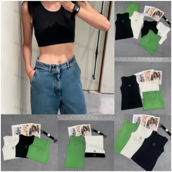 23ss women knits r embroidery t shirt sleeveless breathable knitted knits tee sport tank vest yoga tees 11, White
23ss women knits r embroidery t shirt sleeveless breathable knitted knits tee sport tank vest yoga tees 11, White