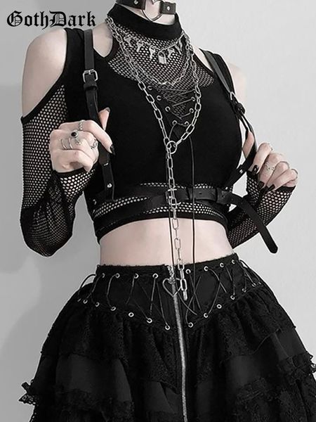 women's tshirt goth dark fishnet cut out women halter tshirts mall gothic grunge black bandage crop punk open shoulder alt clothing 23, White
women's tshirt goth dark fishnet cut out women halter tshirts mall gothic grunge black bandage crop punk open shoulder alt clothing 23, White