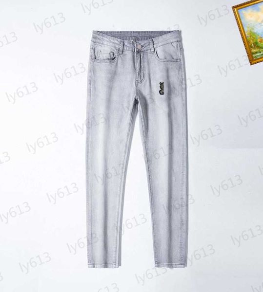 light gray designer mens jeans spring summer luxury fashion brand logo printed heavy duty washed straight leg denim pants male clothing trou, Blue
light gray designer mens jeans spring summer luxury fashion brand logo printed heavy duty washed straight leg denim pants male clothing trou, Blue