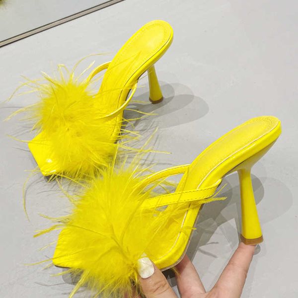 slippers summer fashion yellow fluffy furry women slippers mules high heels slides female gladiator sandals party banquet shoes 230406, Black
slippers summer fashion yellow fluffy furry women slippers mules high heels slides female gladiator sandals party banquet shoes 230406, Black