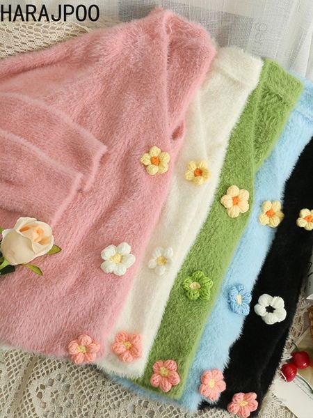 sweaters harajpoo plush v neck knitted cardigan knit threedimensional flower buttons solid sweet sweater 2022 autumn new long sleeve top, White;black
sweaters harajpoo plush v neck knitted cardigan knit threedimensional flower buttons solid sweet sweater 2022 autumn new long sleeve top, White;black
