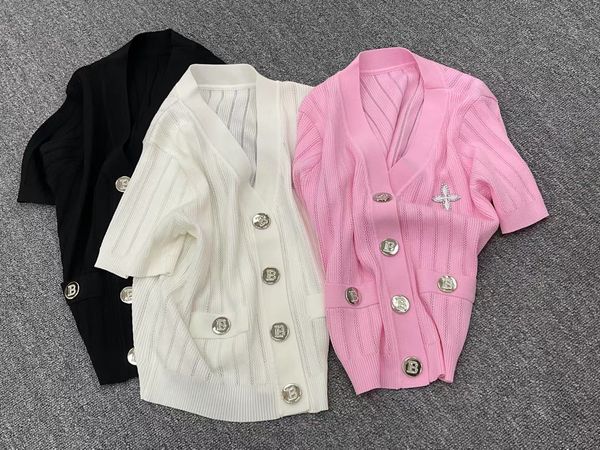 426 2023 runway summer brand same style sweater sleeveless white pink v neck pullover striped fashion clothes womens qian, White;black
426 2023 runway summer brand same style sweater sleeveless white pink v neck pullover striped fashion clothes womens qian, White;black
