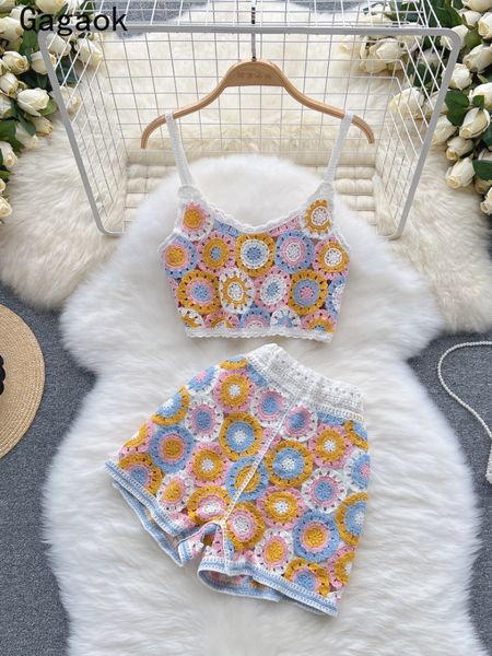 women s tracksuits gagaok knitted two piece set women summer sweet hollow out beach style fashion outfits sleeveless camis wild shorts 23050, Gray
women s tracksuits gagaok knitted two piece set women summer sweet hollow out beach style fashion outfits sleeveless camis wild shorts 23050, Gray