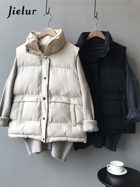 leather jielur women's korean style solid sleeveless winter keep warm winter vest coat single women breasted loose thick fashion vest, Black
leather jielur women's korean style solid sleeveless winter keep warm winter vest coat single women breasted loose thick fashion vest, Black