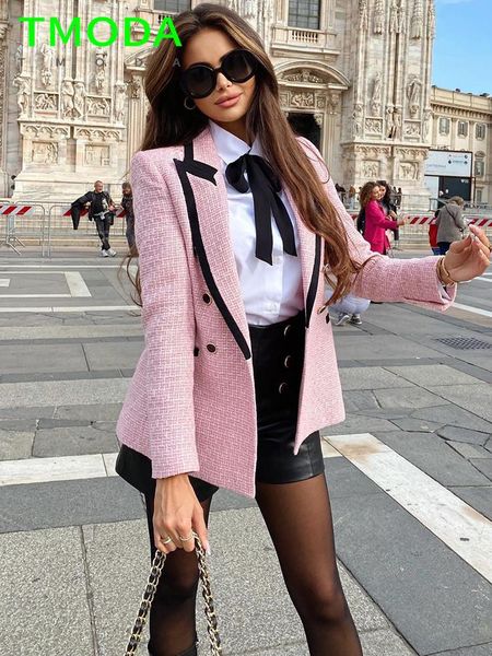 pants t moda women elegant pink texture double breasted tweed blazer long sleeve pockets coats female fashion streetwear, White
pants t moda women elegant pink texture double breasted tweed blazer long sleeve pockets coats female fashion streetwear, White
