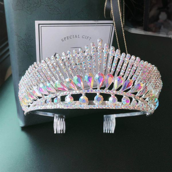 new wedding birthday headwear, hair band, crown set with ab colorful diamond crystal, bridal peacock style crown, wedding accessories ts-041, Silver
new wedding birthday headwear, hair band, crown set with ab colorful diamond crystal, bridal peacock style crown, wedding accessories ts-041, Silver