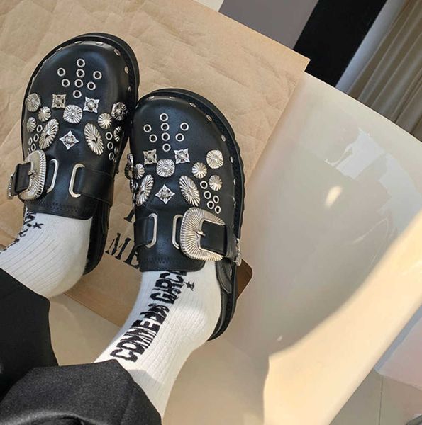 summer women slippers platform rivets punk rock leather mules creative metal fittings casual party shoes female outdoor slides 22103111, Black
summer women slippers platform rivets punk rock leather mules creative metal fittings casual party shoes female outdoor slides 22103111, Black