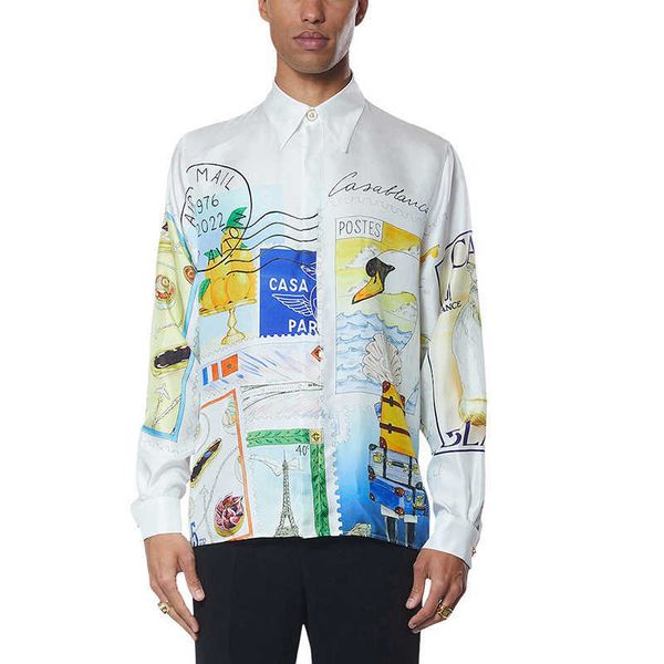 23ss casablanca designer shirt silk casual couples fashion brand hawaii beach long sleeve shirt, White;black
23ss casablanca designer shirt silk casual couples fashion brand hawaii beach long sleeve shirt, White;black