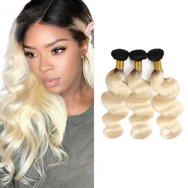 1b/613 blonde brazilian body wave human hair bundles dark roots 3pcs ombre color hair extensions, Black
1b/613 blonde brazilian body wave human hair bundles dark roots 3pcs ombre color hair extensions, Black