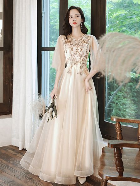 party dresses fashion champagne evening dress half sleeve a line floor length prom dress applique banquet party dresses 230504, White;black
party dresses fashion champagne evening dress half sleeve a line floor length prom dress applique banquet party dresses 230504, White;black