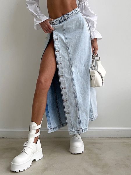 skirts buttons split solid denim skirt femme high waist straight 2023 summer streetwear casual chic fashion classic women faldas 230503, Black
skirts buttons split solid denim skirt femme high waist straight 2023 summer streetwear casual chic fashion classic women faldas 230503, Black