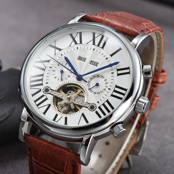 brand designer mens watches fashion mechanical automatic luxury watch leather strap daydate moon phase movement wristwatches for men gift, Slivery;brown
brand designer mens watches fashion mechanical automatic luxury watch leather strap daydate moon phase movement wristwatches for men gift, Slivery;brown