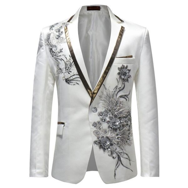 men s suits blazers men white floral sequin embroidery jacket wedding groom tuxedo mens one button lapel stage costume homme 230504, White;black
men s suits blazers men white floral sequin embroidery jacket wedding groom tuxedo mens one button lapel stage costume homme 230504, White;black