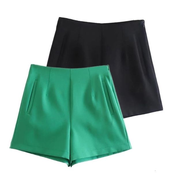 women's shorts traf shorts summer women casual trouser zipper side insert pockets female high waist straight green short pants 230504, White;black
women's shorts traf shorts summer women casual trouser zipper side insert pockets female high waist straight green short pants 230504, White;black