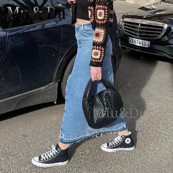 skirts mu du 2023 summer women's fashion denim blue solid front zipper slit maxi skirt vintage high waist female chic lady midi 230428, Black
skirts mu du 2023 summer women's fashion denim blue solid front zipper slit maxi skirt vintage high waist female chic lady midi 230428, Black