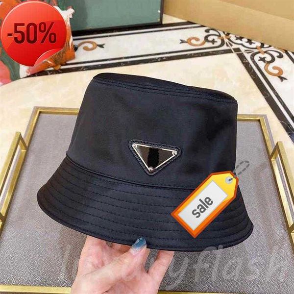 

Pra Hats Bucket Hat Casquette Designer Stars with The Same Casual Outing Flat-toA Small Brimmed Hats Wild Triangle Standard Ins Ba324N2, Blue