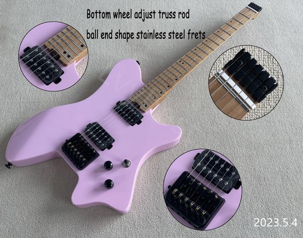 stock headless electric guitar black parts hh black open pole pickups no pickup rings pink finished ball end stainless steel fr
stock headless electric guitar black parts hh black open pole pickups no pickup rings pink finished ball end stainless steel fr