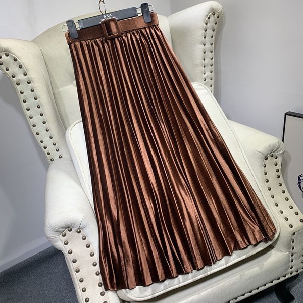 skirts autumn winter skirt womens gold velvet pleated skirt with belt pearl shiny midi long skirt high waist casual a- line skirt lady 23050, Black
skirts autumn winter skirt womens gold velvet pleated skirt with belt pearl shiny midi long skirt high waist casual a- line skirt lady 23050, Black