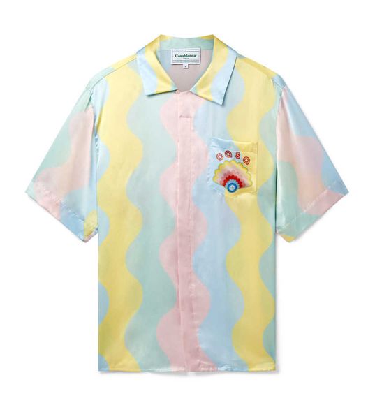 casablanca 23ss designer shirt silk casual cream shell rainbow dream men and women hawaiian beach short sleeve shirts, White;black
casablanca 23ss designer shirt silk casual cream shell rainbow dream men and women hawaiian beach short sleeve shirts, White;black