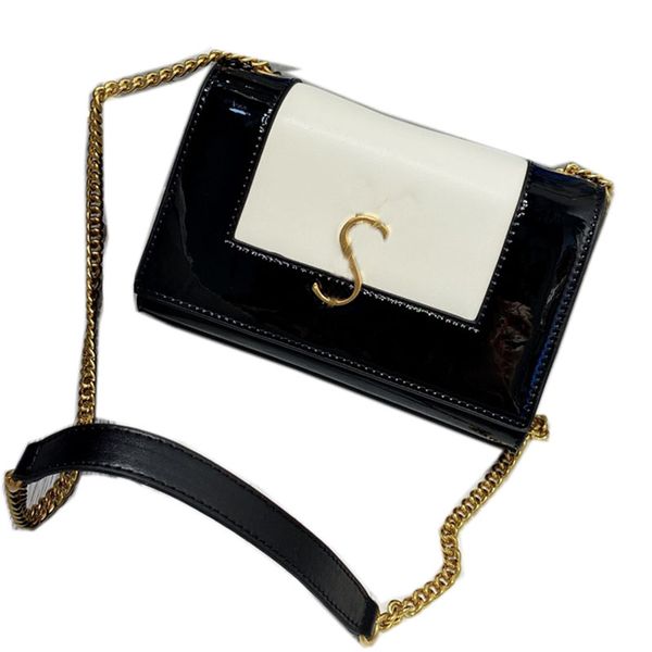 luxury women designer kate flap bag two-tone black patent leather gold metal hardware chain crossbody shoulder handbag clutch purse patchwor
luxury women designer kate flap bag two-tone black patent leather gold metal hardware chain crossbody shoulder handbag clutch purse patchwor