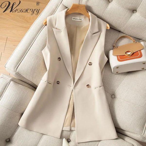 vests spring summer double breasted vest coat women solid colors sleeveless korean vest streetwear ladies business designer jacket, Black;white
vests spring summer double breasted vest coat women solid colors sleeveless korean vest streetwear ladies business designer jacket, Black;white