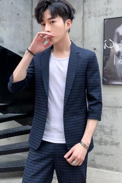 blazers summer casual small suit jacket men slim fit medium sleeve suit, White;black
blazers summer casual small suit jacket men slim fit medium sleeve suit, White;black