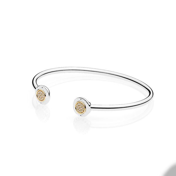 two-tone cuff bracelet for pandora authentic sterling silver wedding party open bangle for women sisters gift crystal diamond designer brace, White
two-tone cuff bracelet for pandora authentic sterling silver wedding party open bangle for women sisters gift crystal diamond designer brace, White