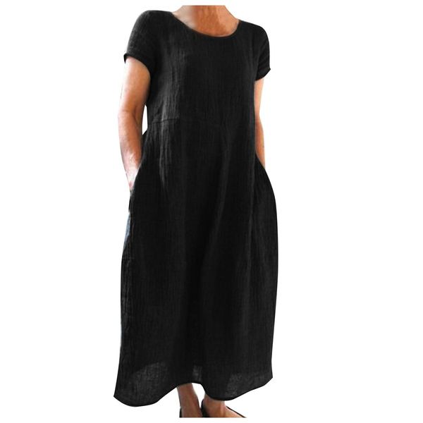 dresses women elegant solid maxi dress summer short sleeve o neck vintage harajuku cotton linen loose sundress pockets long dress, Black;gray
dresses women elegant solid maxi dress summer short sleeve o neck vintage harajuku cotton linen loose sundress pockets long dress, Black;gray